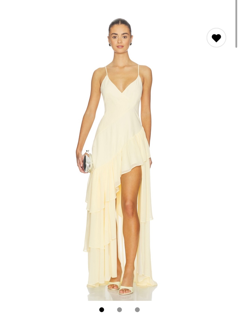 Lovers + Friends Pale Yellow High-Low Ruffle Slip Dress